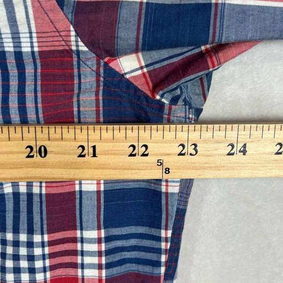 Men's Brooks Brothers Large Extra Slim Red and Blue Plaid Shirt - Picture 8 of 10